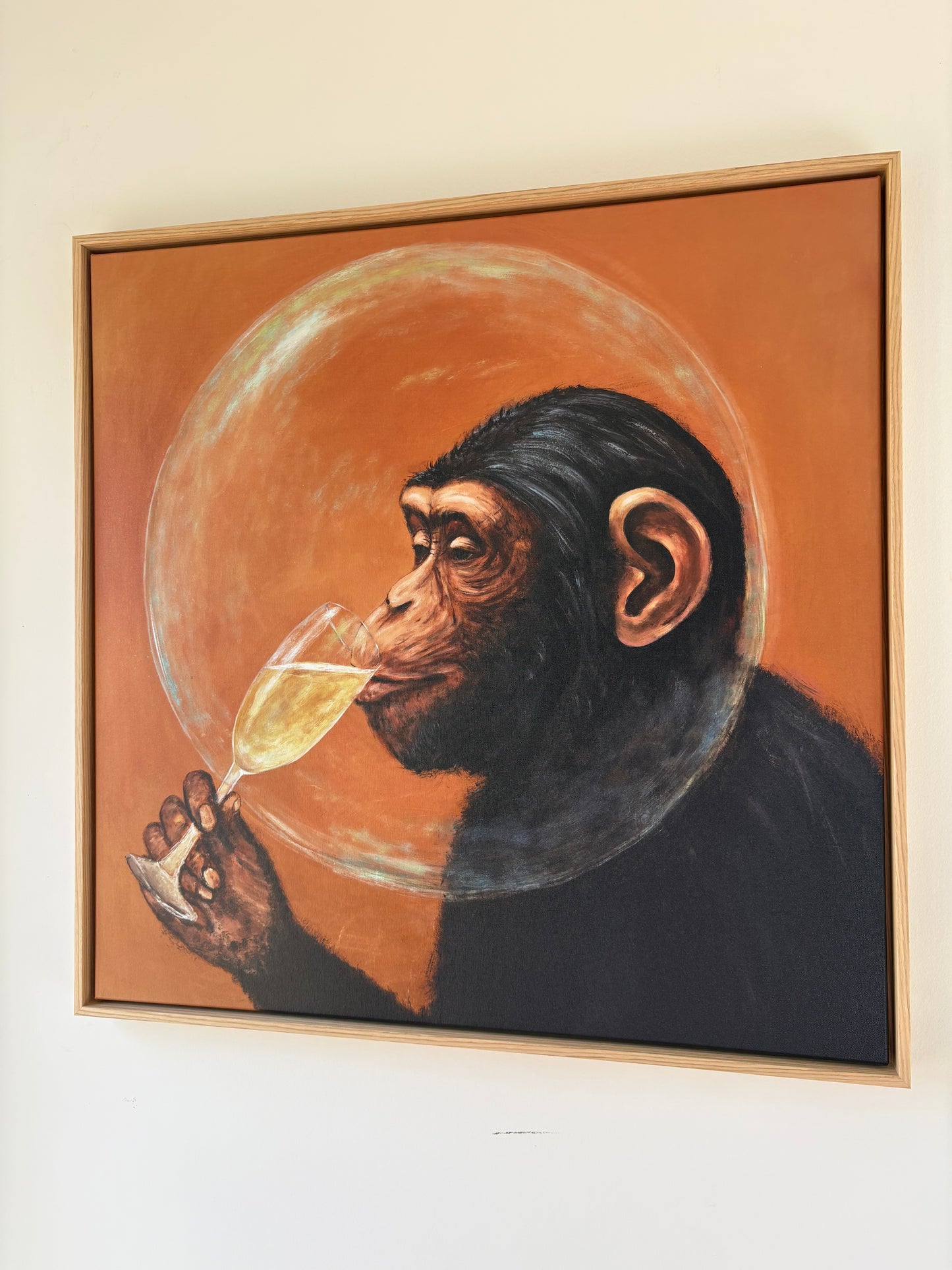 "Champansen" lærredsprint i ramme 80 x 80 cm, EG