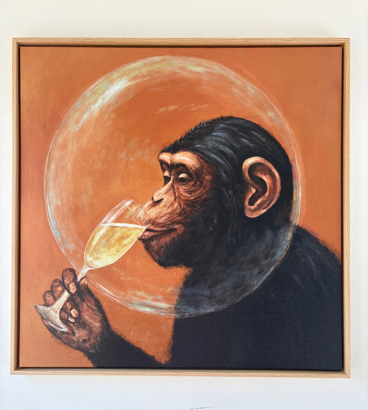 "Champansen" lærredsprint i ramme 100 x 100 cm, EG