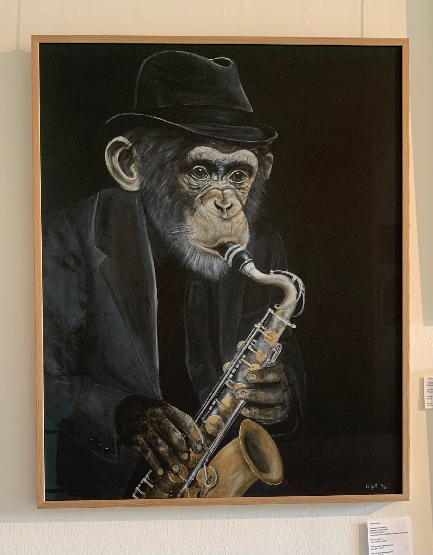 Sax Monkey 40 x 50 cm inkl. ramme.